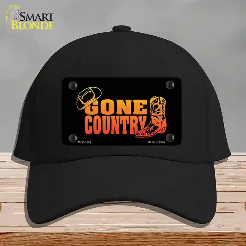 HAT03-MLP-1141 Gone Country Novelty License Plate Hat, Cotton - Black