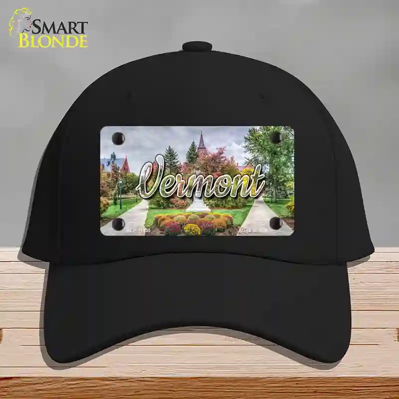HAT03-MLP-11635 Vermont State Building State Novelty License Plate Hat, Cotton - Black
