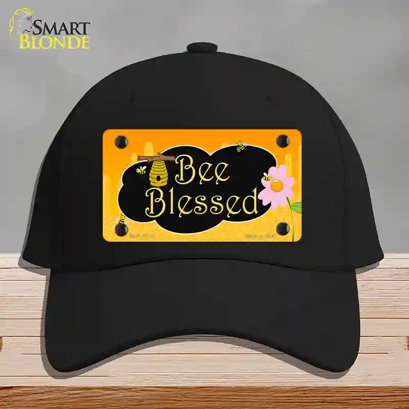 HAT03-MLP-11722 Bee Blessed Honey Hive Novelty License Plate Hat, Cotton - Black