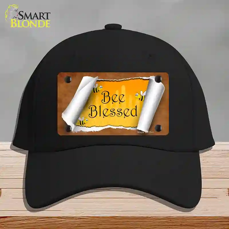 HAT03-MLP-11724 Bee Blessed Scroll Novelty License Plate Hat, Cotton - Black
