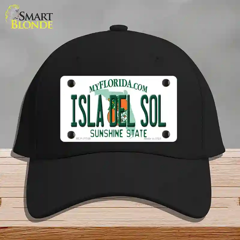 HAT03-MLP-11769 Isla Del Sol Florida Novelty License Plate Hat, Cotton - Black