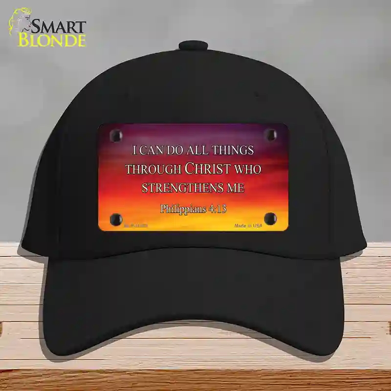 HAT03-MLP-11885 Philippians 4 13 Novelty License Plate Hat, Cotton - Black
