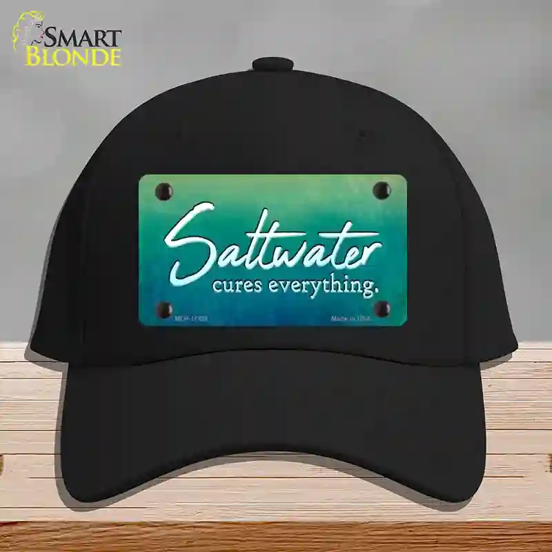 HAT03-MLP-11888 Saltwater Cures Everything Novelty License Plate Hat, Cotton - Black
