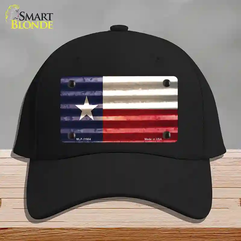 HAT03-MLP-11984 Texas Corrugated Flag Novelty License Plate Hat, Cotton - Black