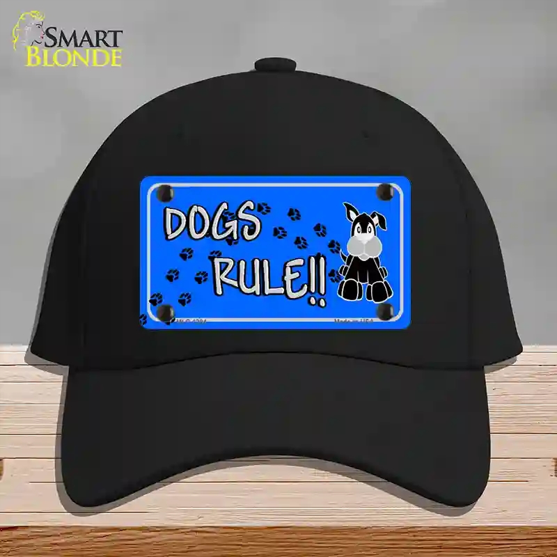 HAT03-MLP-1204 Dogs Rule Novelty License Plate Hat Tag, Cotton - Black