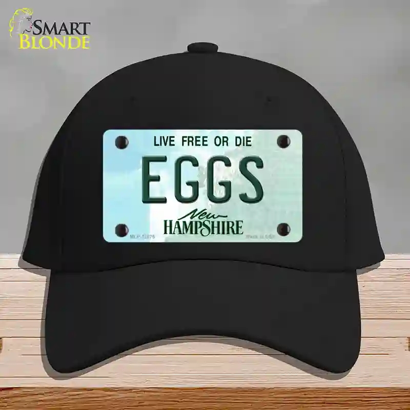 HAT03-MLP-12075 Eggs   Hampshire State Novelty License Plate Hat, Cotton - Black