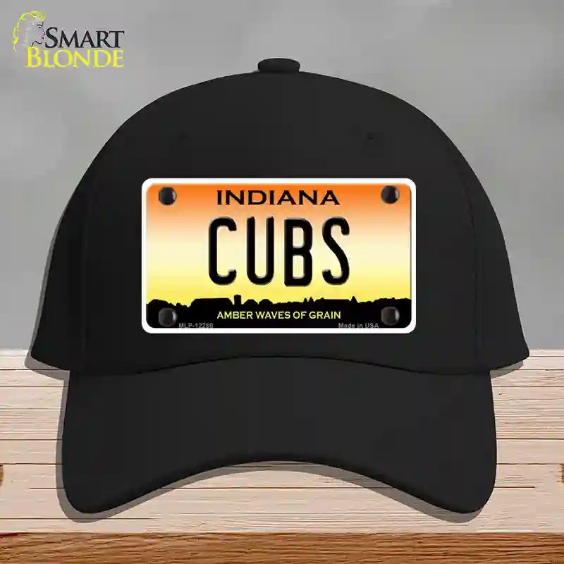 HAT03-MLP-12280 Cubs Indiana Novelty License Plate Hat, Cotton - Black