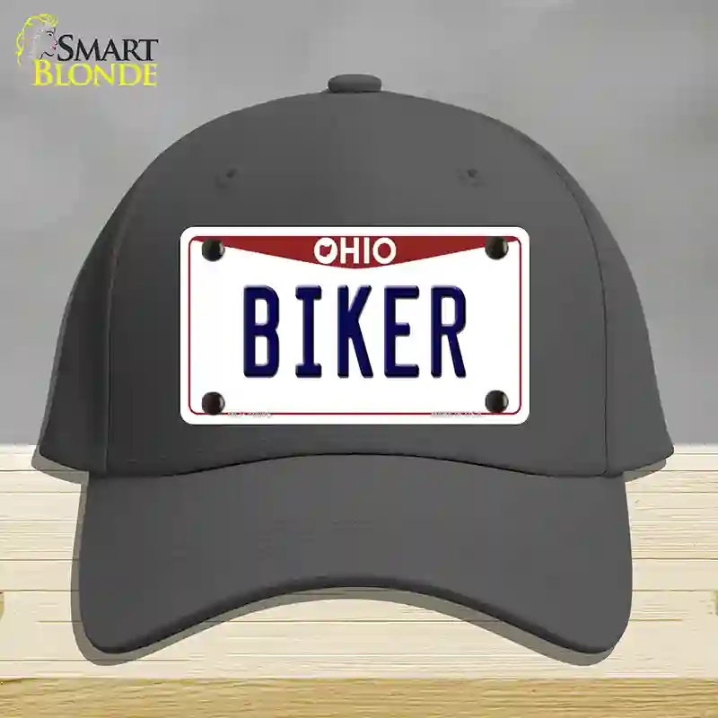 HAT04-MLP-10096 Biker Ohio Novelty License Plate Hat, Cotton - Charcoal