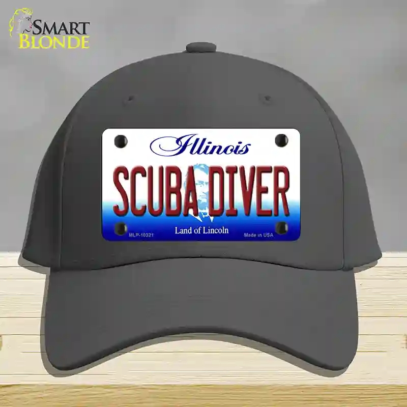 HAT04-MLP-10321 Scuba Diver Illinois Novelty License Plate Hat, Cotton - Charcoal