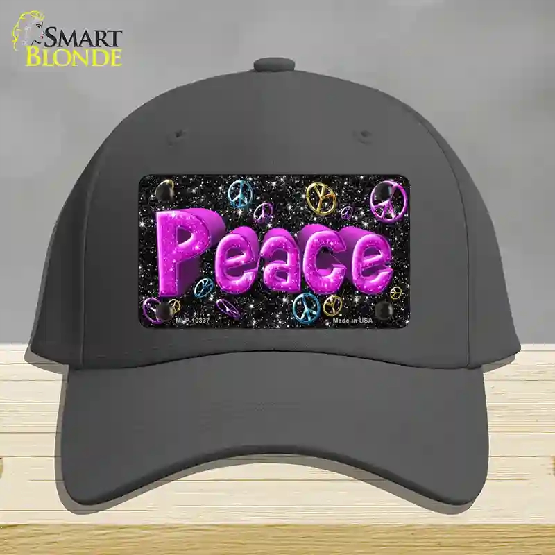 HAT04-MLP-10337 Peace Novelty License Plate Hat, Cotton - Charcoal