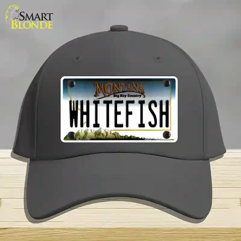 HAT04-MLP-11097 Whitefish Montana State Novelty License Plate Hat, Cotton - Charcoal