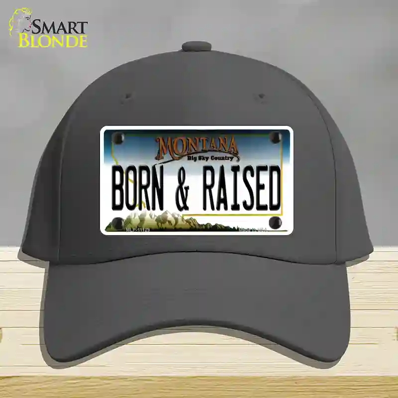 HAT04-MLP-11129 Born & Raised Montana State Novelty License Plate Hat, Cotton - Charcoal