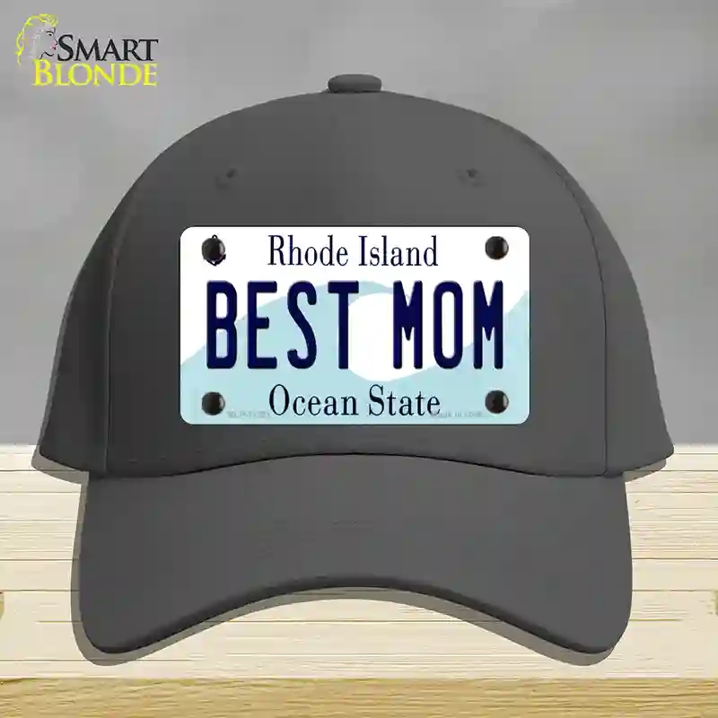 HAT04-MLP-11221 Best Mom Rhode Island State Novelty License Plate Hat, Cotton - Charcoal
