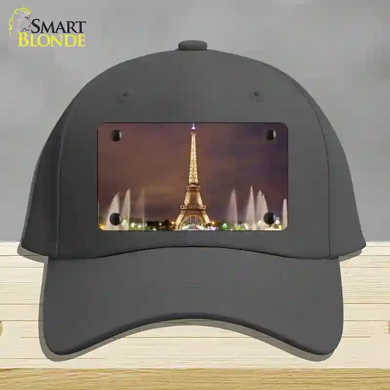 HAT04-MLP-11249 Eiffel Tower Night with Fountain Novelty License Plate Hat, Cotton - Charcoal