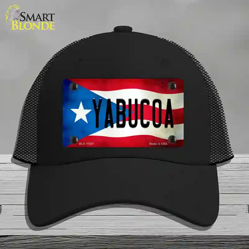 HAT01-MLP-11391 Yabucoa Puerto Rico Flag Novelty License Plate Hat, Mesh - Black