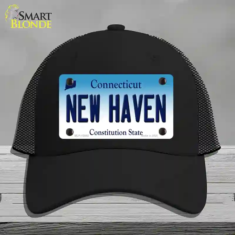 HAT01-MLP-10892   Haven Connecticut Novelty License Plate Hat, Mesh - Black