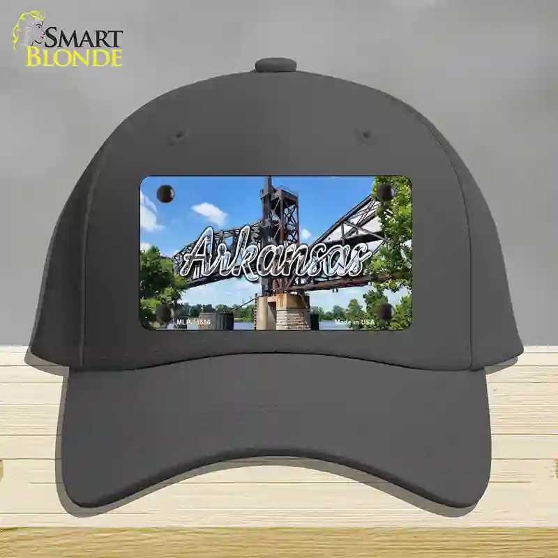 HAT04-MLP-11586 Arkansas Rusty Bridge State Novelty License Plate Hat, Cotton - Charcoal