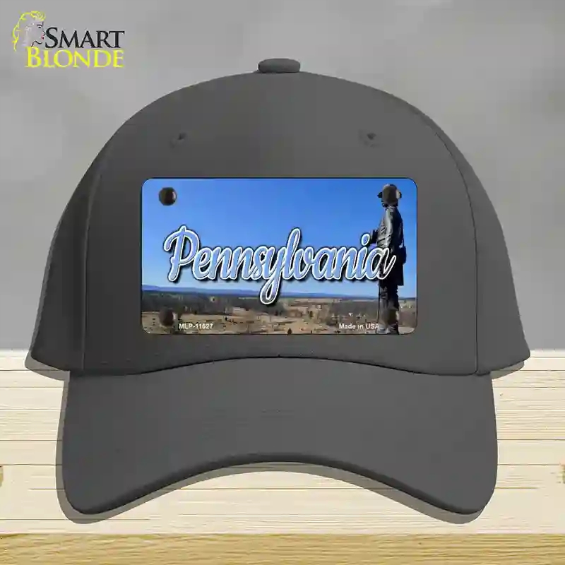 HAT04-MLP-11627 Pennsylvania Gettysburg Statue State Novelty License Plate Hat, Cotton - Charcoal
