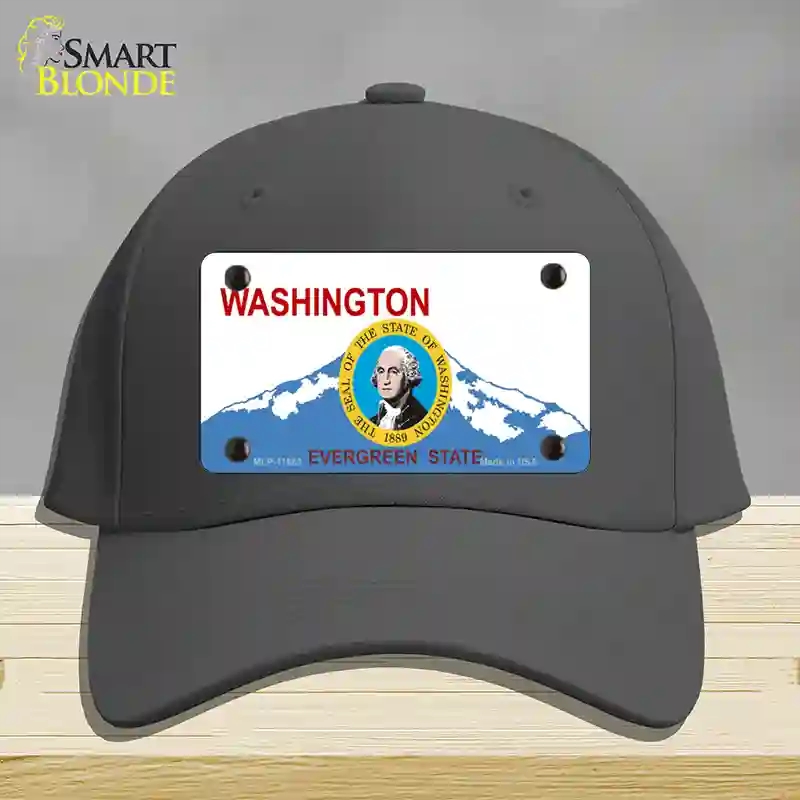HAT04-MLP-11683 Washington Seal & State Novelty License Plate Hat, Cotton - Charcoal