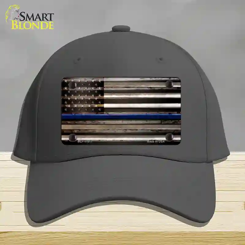 HAT04-MLP-11811 Thin Blue Line American Flag Novelty License Plate Hat, Cotton - Charcoal
