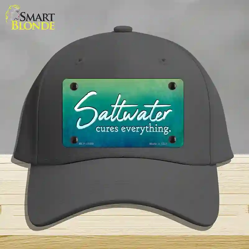 HAT04-MLP-11888 Saltwater Cures Everything Novelty License Plate Hat, Cotton - Charcoal