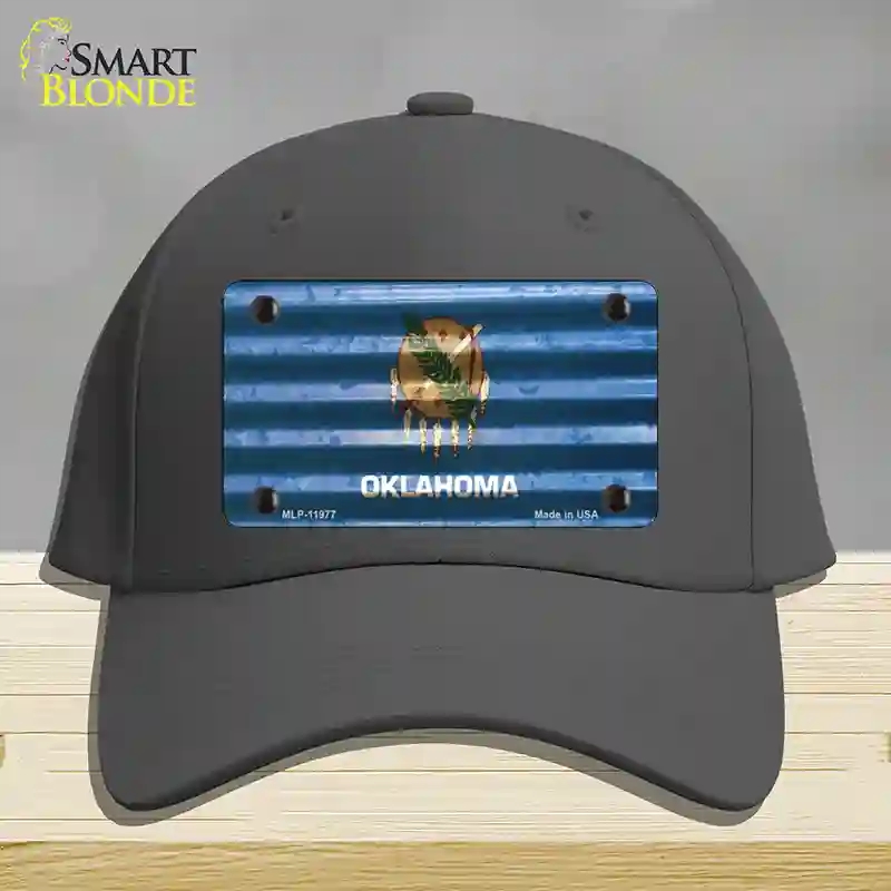 HAT04-MLP-11977 Oklahoma Corrugated Flag Novelty License Plate Hat, Cotton - Charcoal