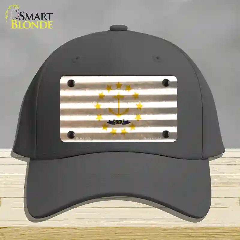 HAT04-MLP-11980 Rhode Island Corrugated Flag Novelty License Plate Hat, Cotton - Charcoal