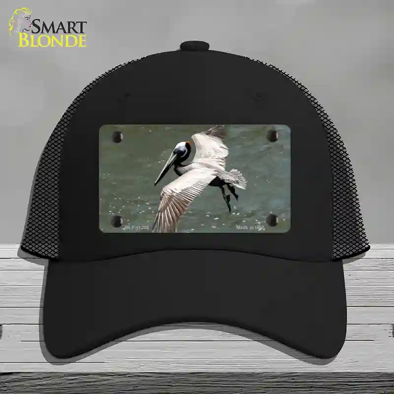 HAT01-MLP-11239 Pelican in Flight Novelty License Plate Hat, Mesh - Black
