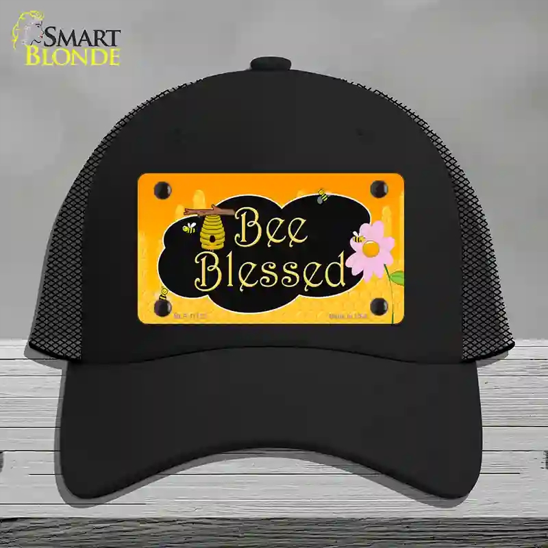 HAT01-MLP-11722 Bee Blessed Honey Hive Novelty License Plate Hat, Mesh - Black