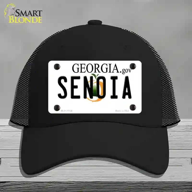 HAT01-MLP-11725 Senoia Georgia State Novelty License Plate Hat, Mesh - Black