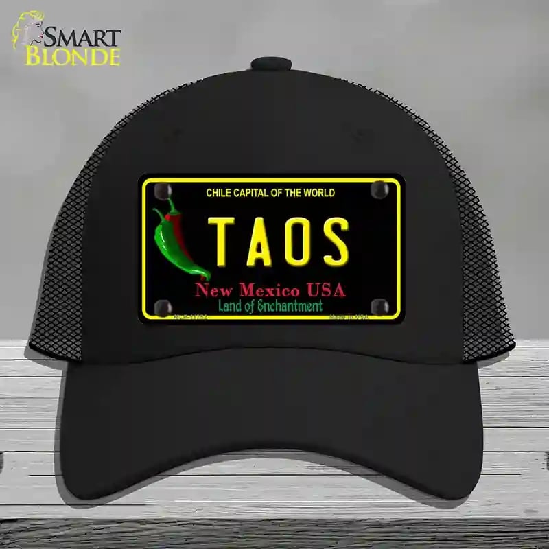 HAT01-MLP-11752 Taos   Mexico State Novelty License Plate Hat, Mesh - Black