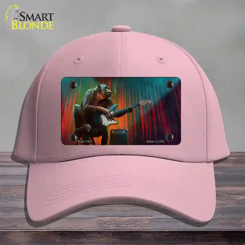 HAT05-MLP-11897 Monkey with Guitar Novelty License Plate Hat, Cotton - Pink