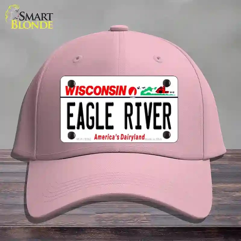 HAT05-MLP-12282 Wisconsin Eagle River Novelty License Plate Hat, Cotton - Pink