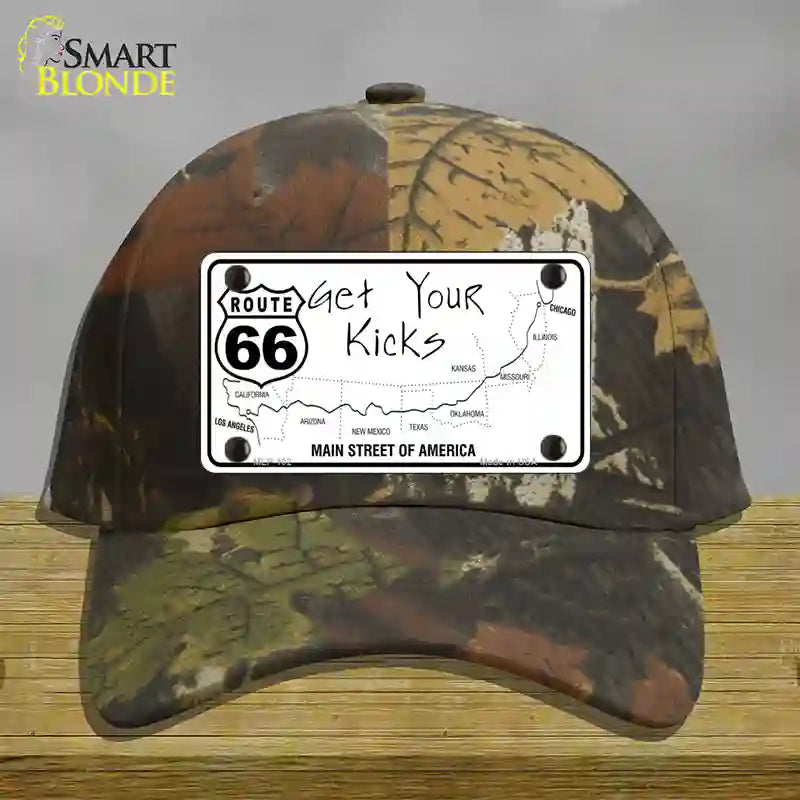 HAT06-MLP-102 US Route 66 Map Novelty License Plate Hat, Cotton - Camouflage