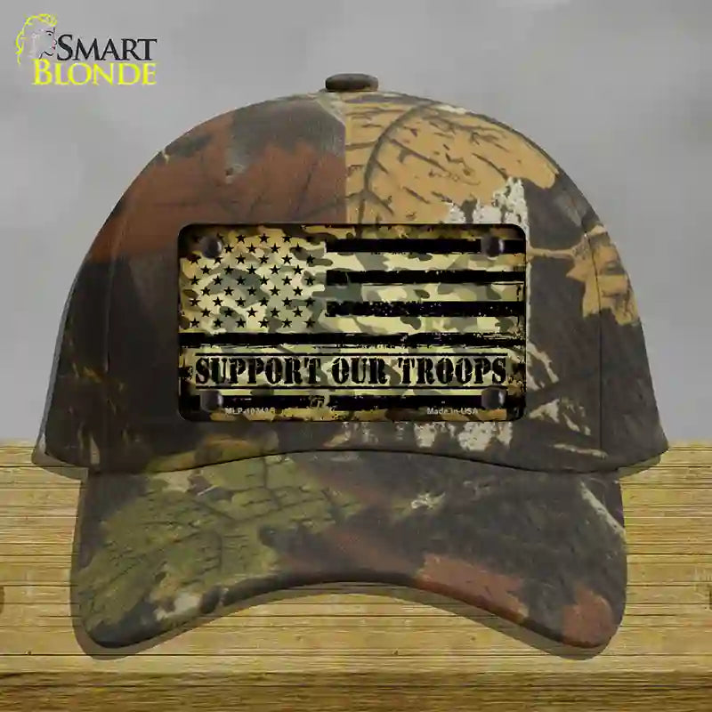 HAT06-MLP-10743 Camo American Flag Support Troops Novelty License Plate Hat, Cotton - Camoflauge