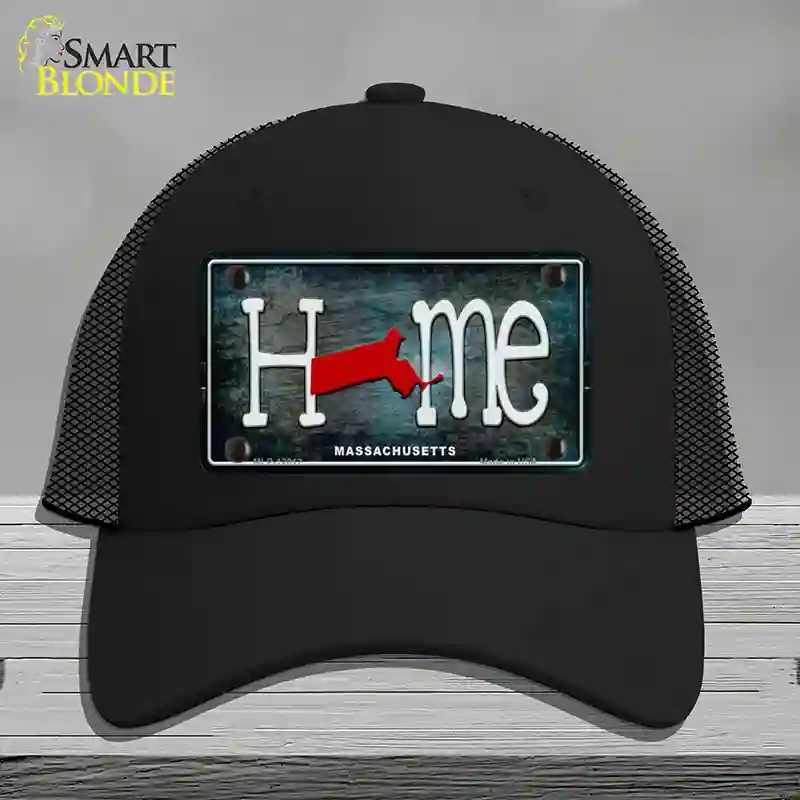 HAT01-MLP-12012 Massachusetts Home State Outline Novelty License Plate Hat, Mesh - Black