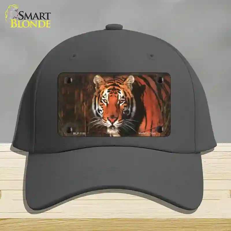 HAT04-MLP-1188 Tiger Novelty License Plate Hat, Cotton - Charcoal