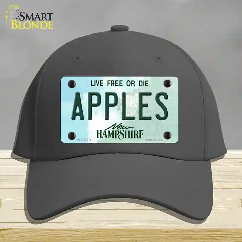 HAT04-MLP-12079 Apples   Hampshire State Novelty License Plate Hat, Cotton - Charcoal