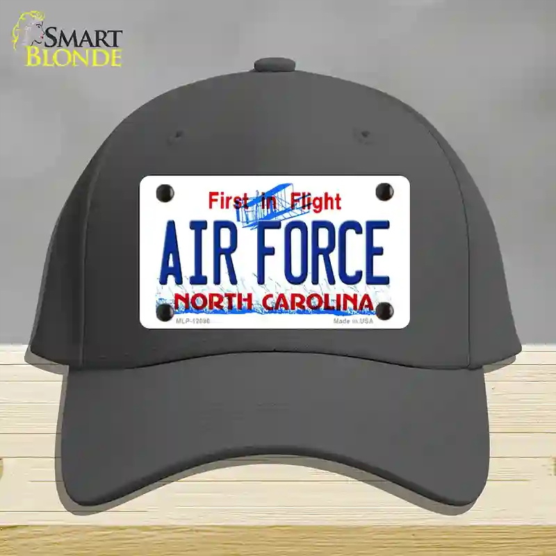 HAT04-MLP-12096 Air Force North Carolina State Novelty License Plate Hat, Cotton - Charcoal