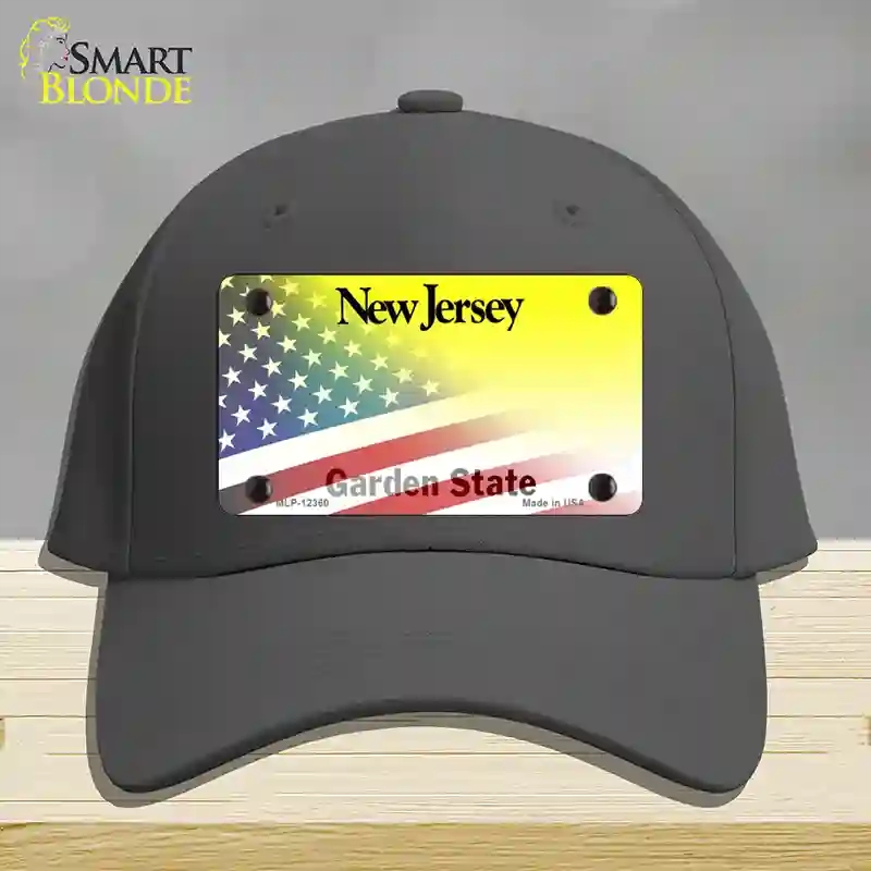 HAT04-MLP-12360   Jersey with American Flag Novelty License Plate Hat, Cotton - Charcoal