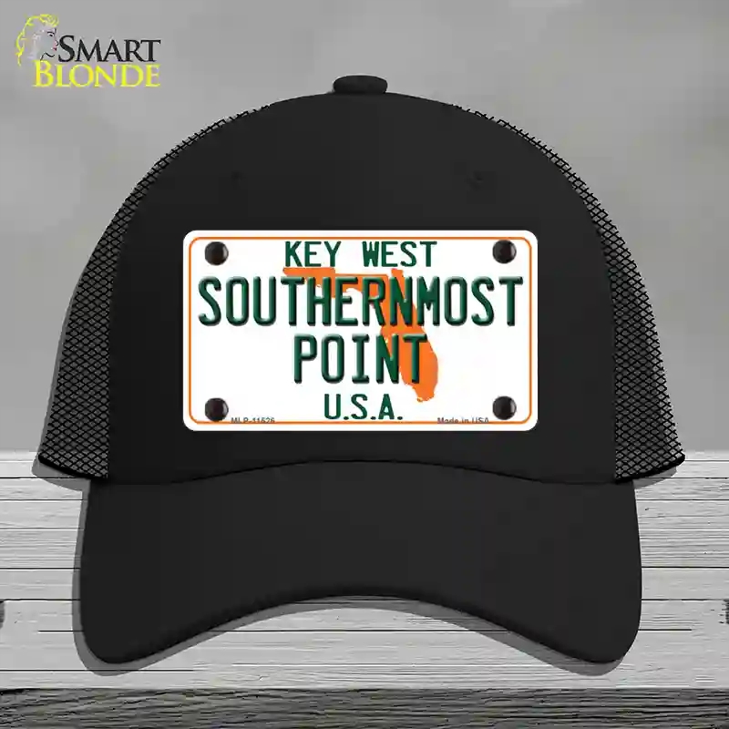HAT01-MLP-11526 Key West Southernmost Point Novelty License Plate Hat, Mesh - Black