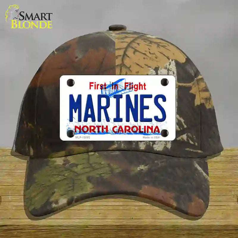 HAT06-MLP-12092 Marines North Carolina State Novelty License Plate Hat, Cotton - Camoflauge