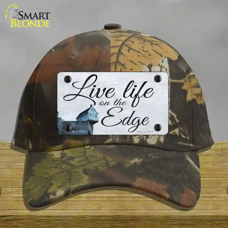 HAT06-MLP-12213 Live Life on the Edge Novelty License Plate Hat, Cotton - Camoflauge