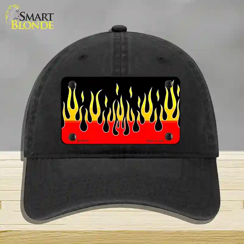HAT07-MLP-021 Flames Novelty License Plate Hat, Unconstructed Cotton - Black