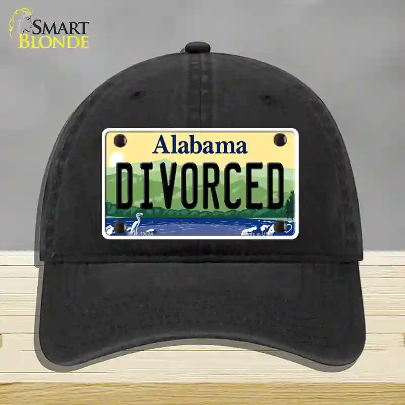 HAT07-MLP-10024 Divorced Alabama Novelty License Plate Hat, Unconstructed Cotton - Black