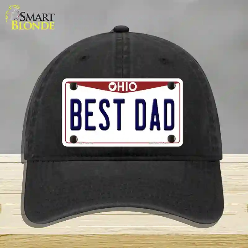 HAT07-MLP-10100 Best Dad Ohio Novelty License Plate Hat, Unconstructed Cotton - Black
