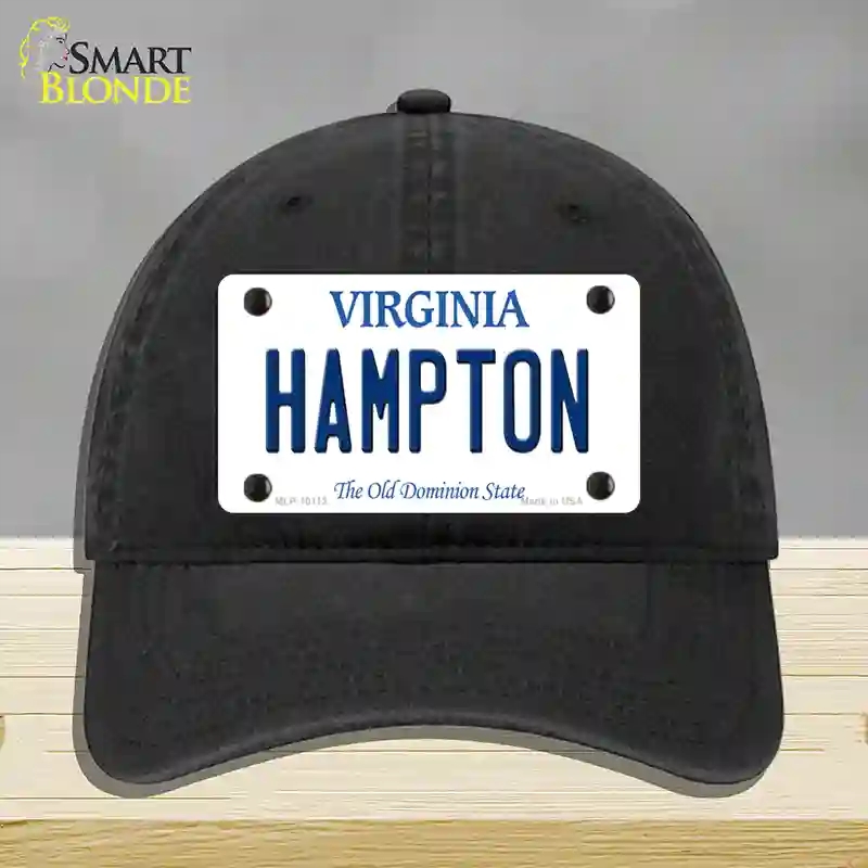 HAT07-MLP-10112 Hampton Virginia Novelty License Plate Hat, Unconstructed Cotton - Black