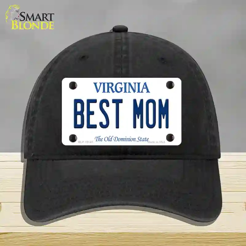 HAT07-MLP-10141 Best Mom Virginia Novelty License Plate Hat, Unconstructed Cotton - Black