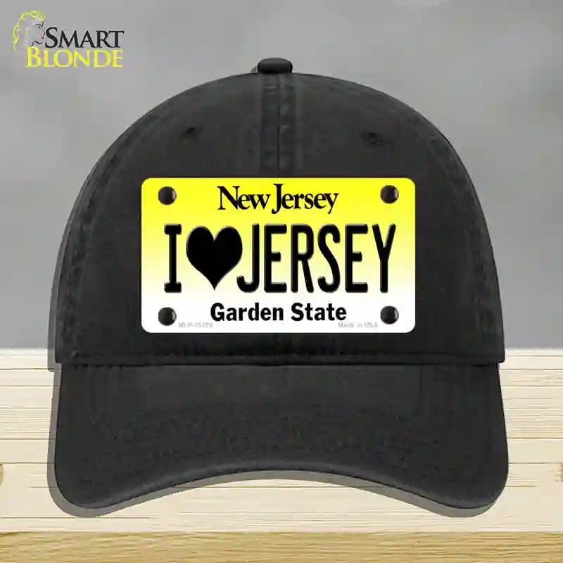 HAT07-MLP-10155 I Love Jersey   Jersey Novelty License Plate Hat, Unconstructed Cotton - Black