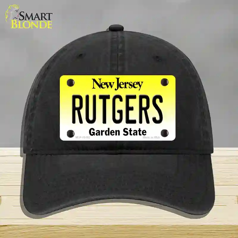 HAT07-MLP-10182 Rutgers   Jersey Novelty License Plate Hat, Unconstructed Cotton - Black